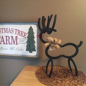 Handcrafted Metal Horseshoe Reindeer - Welded Art